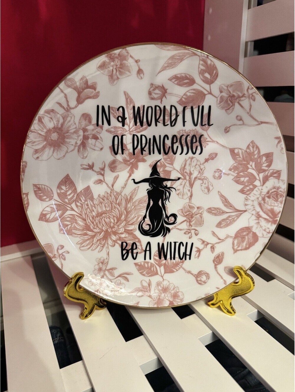 Handmade Gift Funny Witch Humor Unique Present Antique Plate Collectable